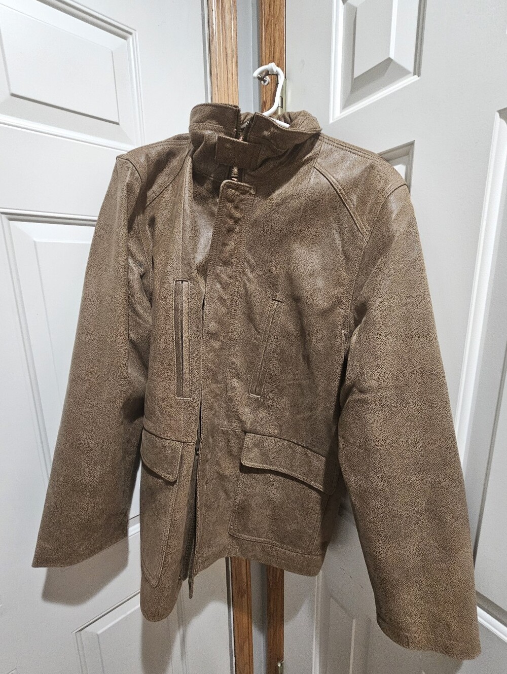Wallace H Vintage Men's Size Medium Cheetah Micro Dot Brown Leather Winter Coat